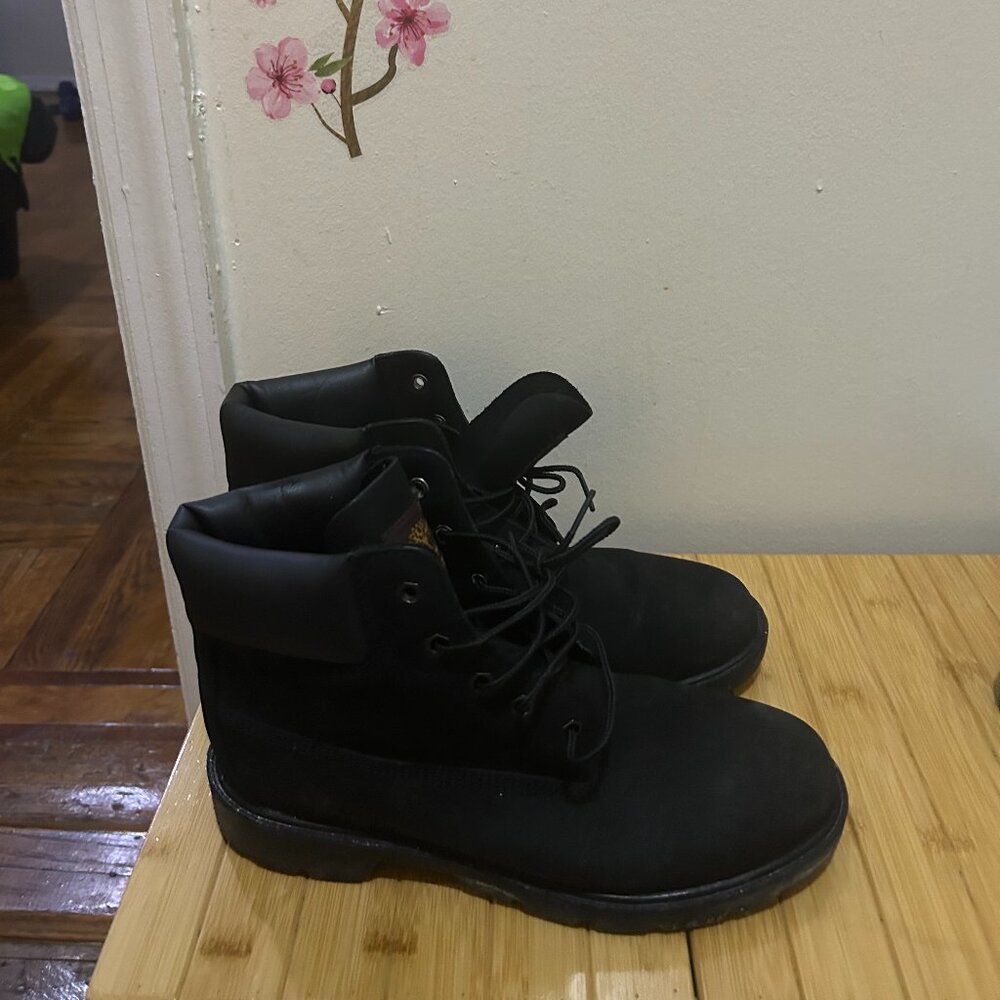 Black Timberland Premium 6-Inch Waterproof Boots - 7Y